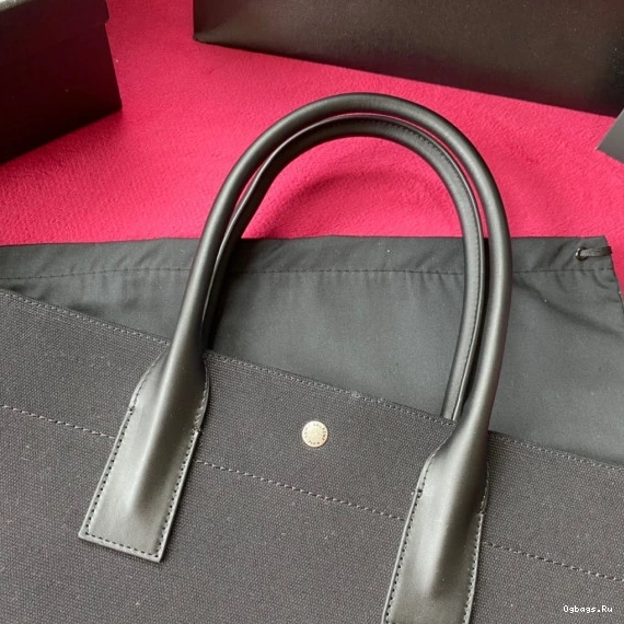 RIVE GAUCHE YSL BAG PRINTED LINEN AND TOTE LEATHER IN 0808